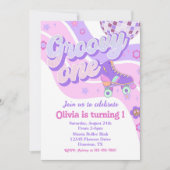 Retro Disco Roller Schaats Groovy Een 1e Verjaarda Kaart (Voorkant)