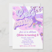 Retro Disco Roller Schaats Let's Party 3rd Birthda Kaart (Voorkant)