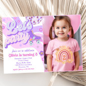 Retro Disco Roller Schaats Let's Party 3rd Birthda Kaart