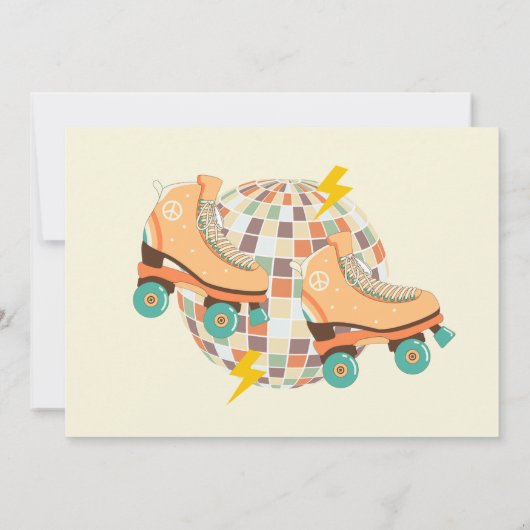 Retro Disco Roller Schaats Let's Party 3rd Birthda Kaart (Achterkant)