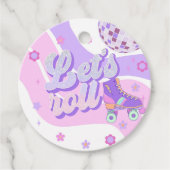 Retro Disco Roller Schaats Let's Roll 1st Verjaard Bedankjes Labels (Voorkant)