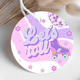 Retro Disco Roller Schaats Let's Roll 1st Verjaard Bedankjes Labels