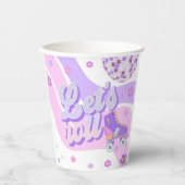 Retro Disco Roller Schaats Let's Roll 1st Verjaard Papieren Bekers (Voorkant)