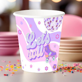 Retro Disco Roller Schaats Let's Roll 1st Verjaard Papieren Bekers