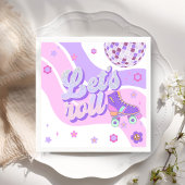 Retro Disco Roller Schaats Let's Roll 1st Verjaard Servet