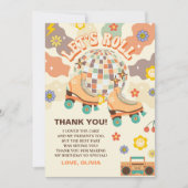 Retro Disco Roller Schaats Let's Roll Verjaardag Bedankkaart (Voorkant)