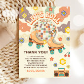 Retro Disco Roller Schaats Let's Roll Verjaardag Bedankkaart