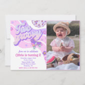 Retro Disco Roller Schaats Twee Groovy 2e Verjaard Kaart (Voorkant)