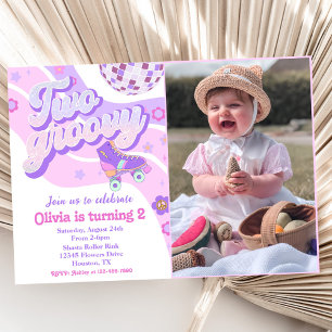 Retro Disco Roller Schaats Twee Groovy 2e Verjaard Kaart