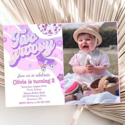 Retro Disco Roller Schaats Twee Groovy 2e Verjaard Kaart