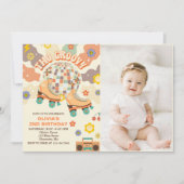 Retro Disco Roller Schaats Twee Groovy 2e Verjaard Kaart (Voorkant)