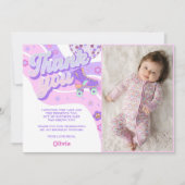 Retro Disco Roller Skate Birthday Photo Bedankkaart (Voorkant)