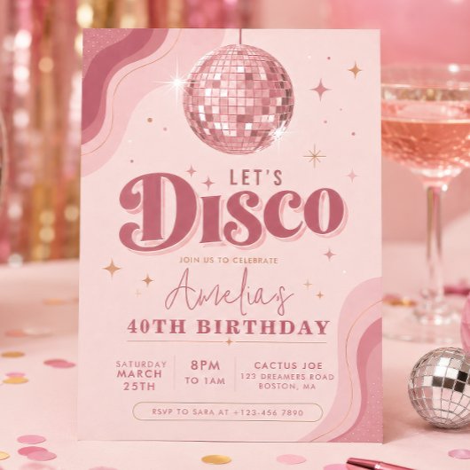Retro Disco Rose Gold Verjaardag Kaart