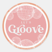 Retro Disco Roze en Oranje Bruidsdouche Ronde Sticker (Voorkant)