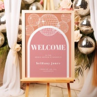 Retro Disco Roze en Oranje Groovy Bruiloftsfeest