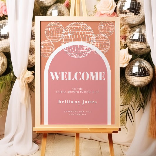 Retro Disco Roze en Oranje Groovy Bruiloftsfeest Poster