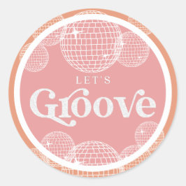 Retro Disco Roze en Oranje Vrijgezellenfeest Ronde Sticker