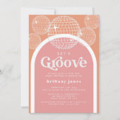 Retro Disco Roze en Sinaasappel Groovy Baby shower Kaart (Voorkant)