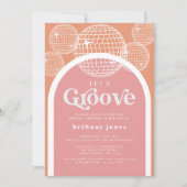 Retro Disco Roze en Sinaasappel Groovy Vrijgezelle Kaart (Voorkant)