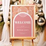 Retro Disco Roze en Sinaasappel Groovy Vrijgezelle Poster<br><div class="desc">Stap terug in de tijd met onze Retro Disco Ball Bridal Shower Invitations & Decor collectie. Dompel jezelf onder in de nostalgie van de jaren 70 met gedempte beige en grijze bogen, versterkt door groovy zilveren glitterlettertypen. De iconische retro discobal staat centraal en roept een tijdperk van disco-glamour op, terwijl...</div>