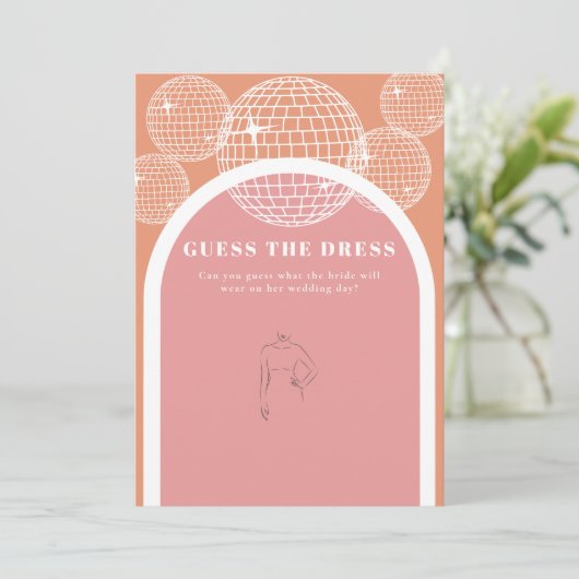 Retro Disco Roze Sinaasappel Guess de jurk spel ka Kaart (Staand voorkant)