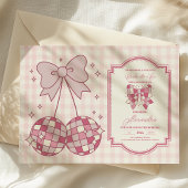 Retro Disco Schattige Roze Bow Vrijgezellenfeest Kaart