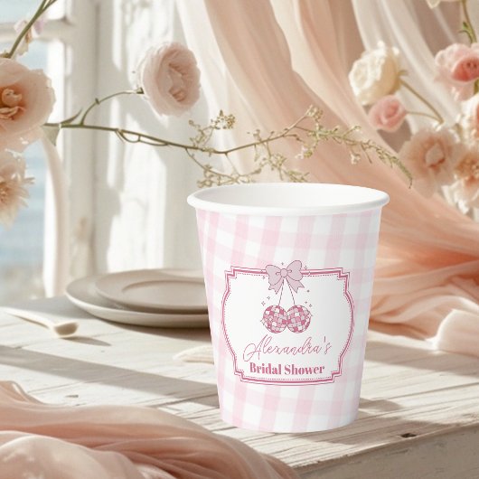Retro Disco Schattige Roze Bow Vrijgezellenfeest Papieren Bekers
