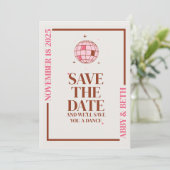 Retro Disco Sla de datum bruiloft uitnodiging op (Staand voorkant)