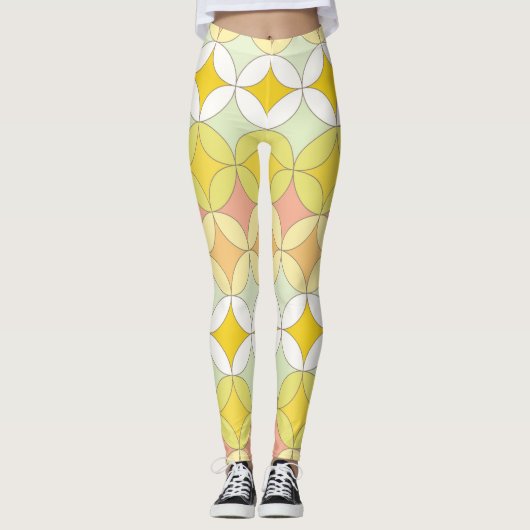 Retro Disco Style Naadloos patroon Leggings (Voorkant)