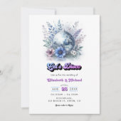 Retro Disco Tuin Bruiloft RSVP QR Code Kaart (Voorkant)