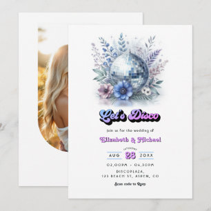 Retro Disco Tuin Bruiloft RSVP QR Code Kaart
