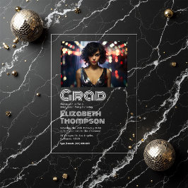 Retro Disco Typografie Graduation Party Foto Acryl Uitnodigingen