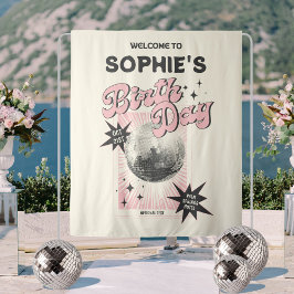 Retro Disco Verjaardag Achtergrond Wandkleed