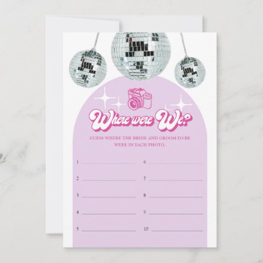 Retro Disco Waar waren we Vrijgezellenfeest Game K Kaart (Voorkant)