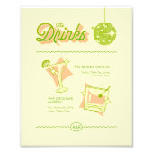 Retro Disco Wedding Bar Menu Foto Afdruk (Voorkant)