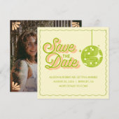 Retro Disco Wedding Save The Date Card (Voorkant / Achterkant)