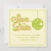 Retro Disco Wedding Save The Date Card (Voorkant)