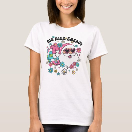 Retro discobal Big Nick Energy Groovy Kerstman T-shirt (Voorkant)