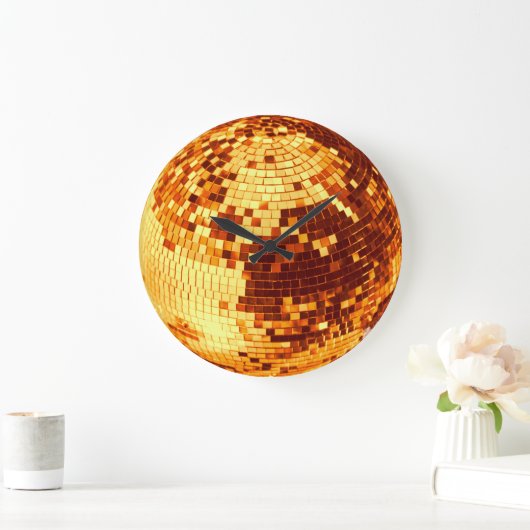 Retro discobal glans glitter goud verjaardag grote klok (Huis)