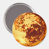 Retro discobal glans glitter goud verjaardag magneet (Voorkant / Achterkant)