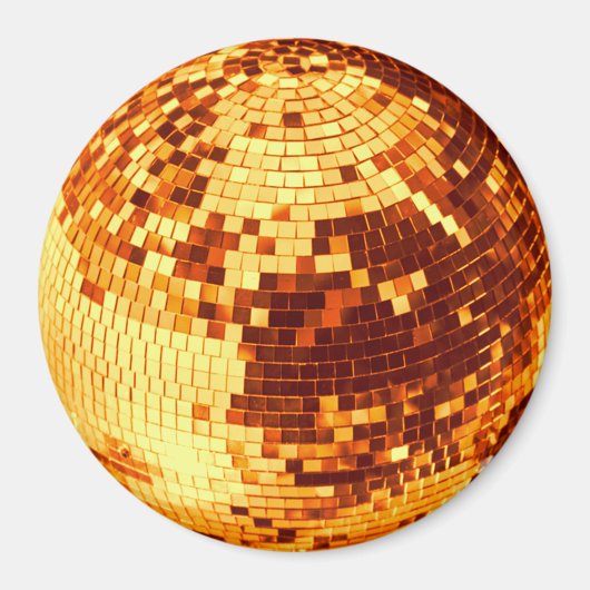 Retro discobal glans glitter goud verjaardag magneet (Voorkant)