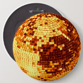Retro discobal glans glitter goud verjaardag ronde button 6,0 cm (Voorkant /achterkant)