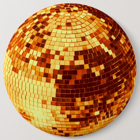 Retro discobal glans glitter goud verjaardag ronde button 6,0 cm (Voorkant)