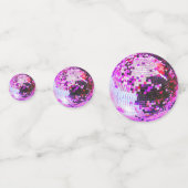 Retro discobal glans glitter roze verjaardag confetti (Achterkanten)