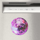Retro discobal glans glitter roze verjaardag magneet (Insitu (Vaatwasser))