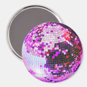 Retro discobal glans glitter roze verjaardag magneet (Voorkant / Achterkant)