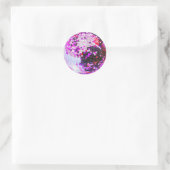 Retro discobal glans glitter roze verjaardag ronde sticker (Tas)