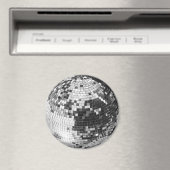 Retro discobal glinster glitter zilver verjaardag magneet (Insitu (Vaatwasser))