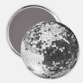 Retro discobal glinster glitter zilver verjaardag magneet (Voorkant / Achterkant)