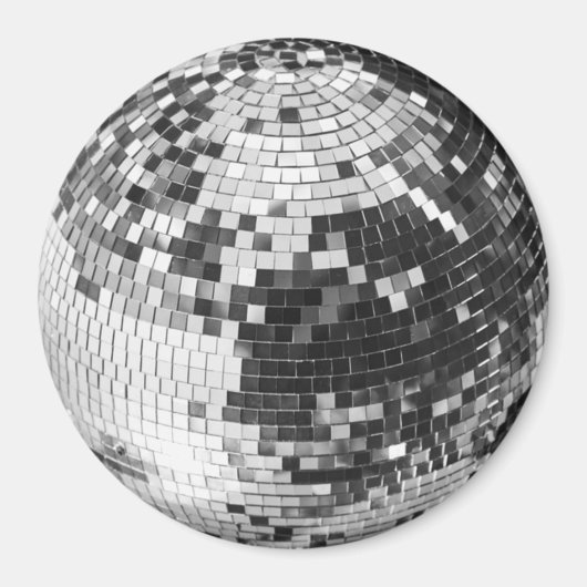 Retro discobal glinster glitter zilver verjaardag magneet (Voorkant)